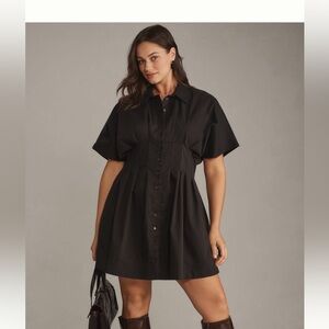 Anthropologie Black Mini Dress - The Tobie Mini Shirt Dress by Exquise